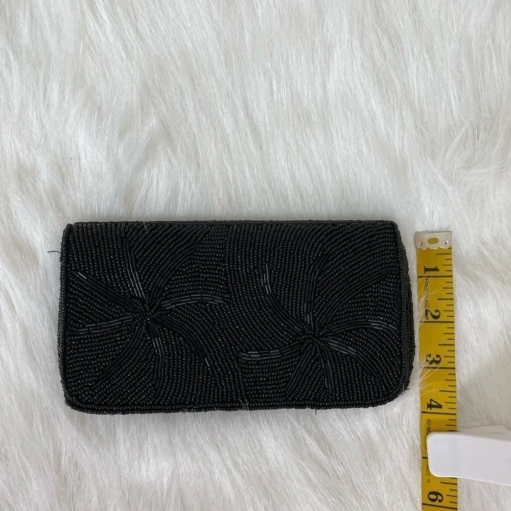 Vintage Black Beaded Clutch Made in Hong Kong